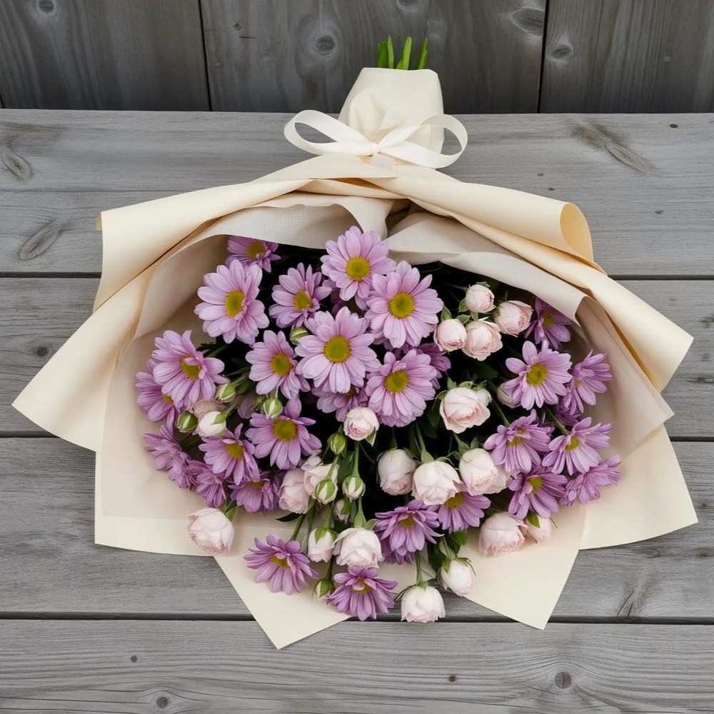 Букет цветов из: Розы и Хризантемы в Дубне Московская область