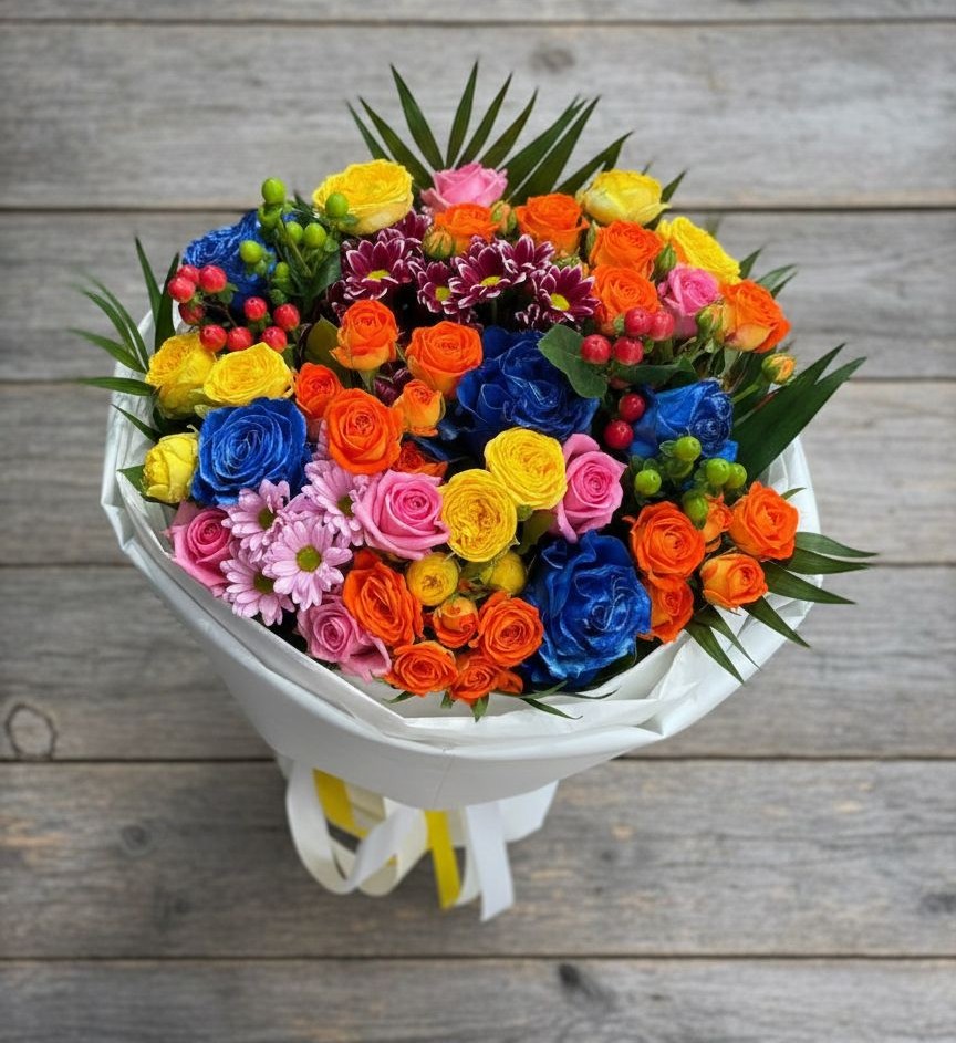 Букет цветов из: Розы и Хризантемы в Дубне Московская область