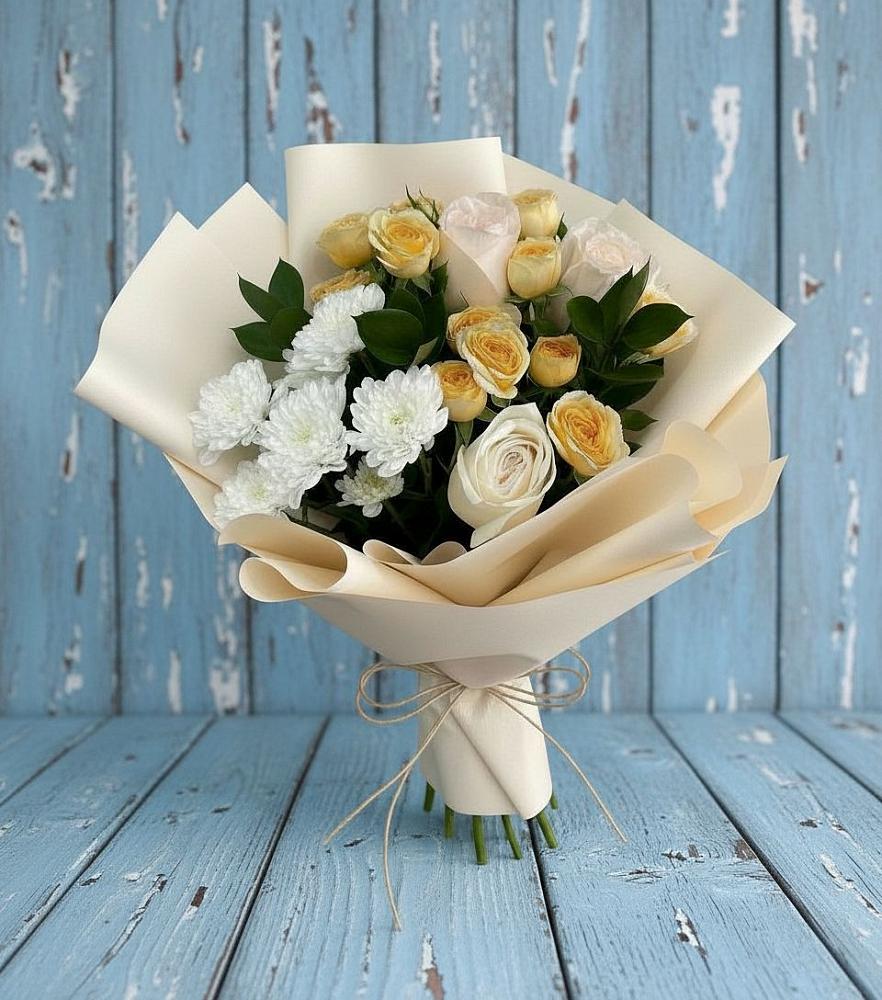 Букет цветов из: Розы и Хризантемы в Дубне Московская область