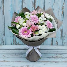 Букет цветов из:  Герберы, Альстромерии и Хризантемы в Дубне Московская область