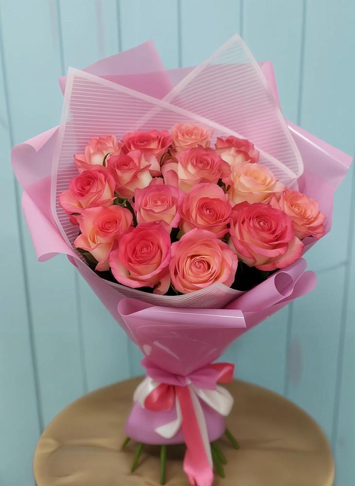 Букет 15 Розовых роз Равель в Дубне Московская область