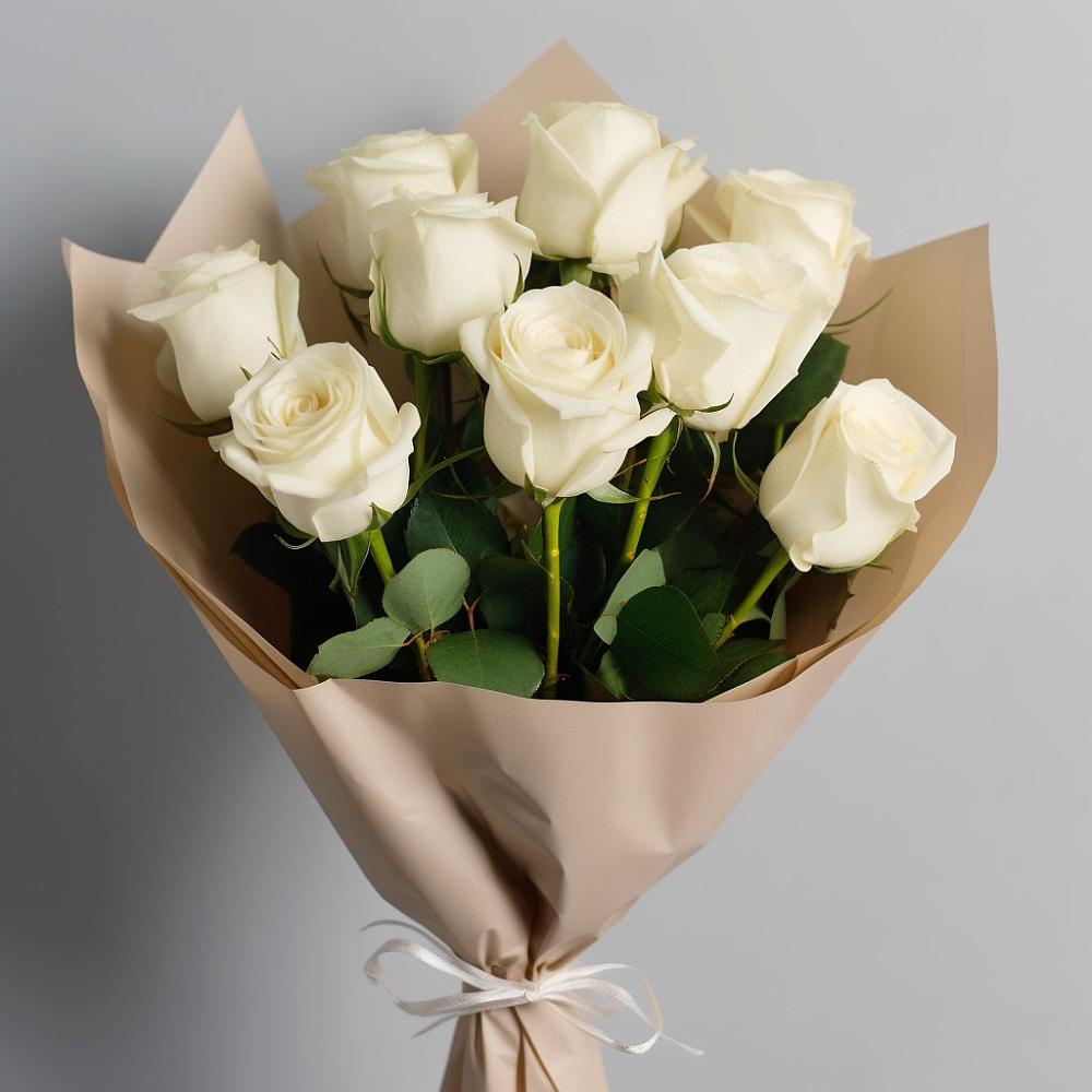 Букет 9 Белых роз Эдлесс Лав в Дубне Московская область