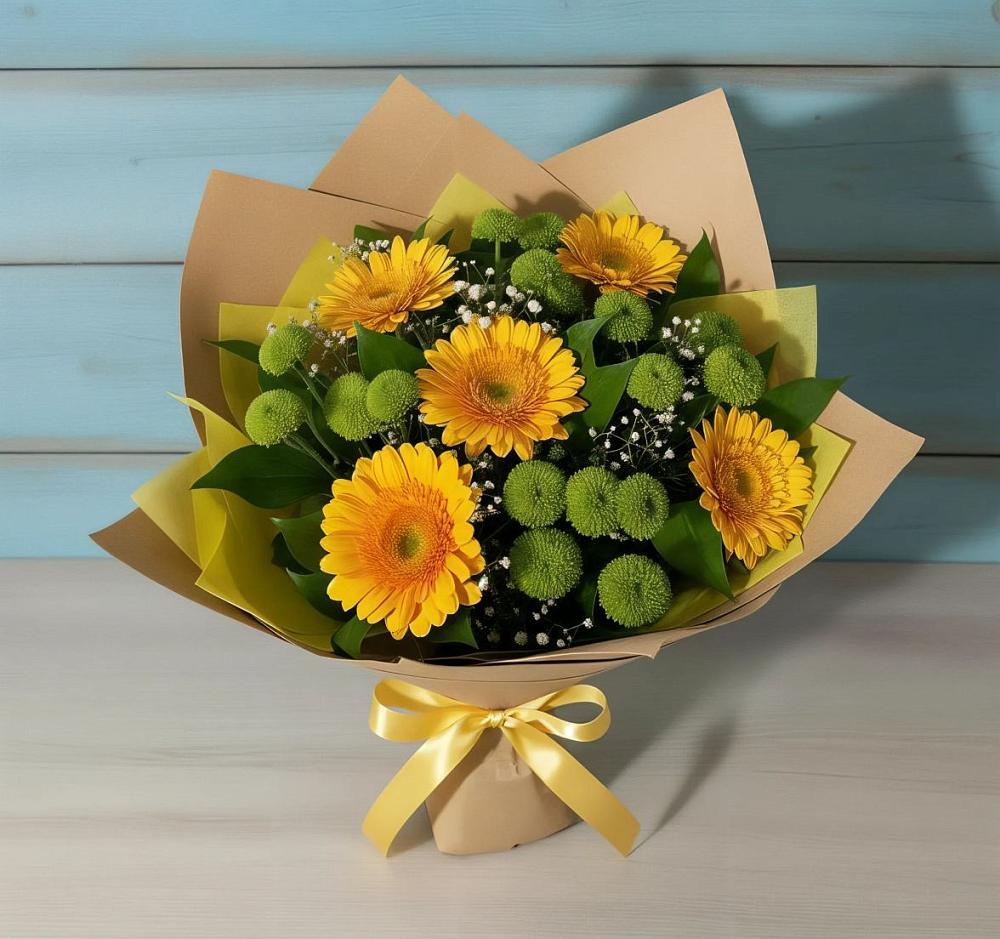 Букет цветов из: Герберы и Хризантемы в Дубне Московская область