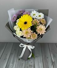 Букет цветов из:  Розы, Герберы и Хризантемы в Дубне Московская область