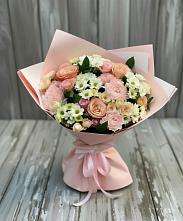 Букет цветов из:  Гвоздики, Розы и Хризантемы в Дубне Московская область