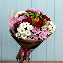 Букет цветов из:  Розы, Хризантемы и Альстромерии #REPLACE_PRED# Дубне Московская область