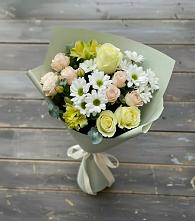 Букет цветов из:  Альстромерии, Розы и Хризантемы в Дубне Московская область