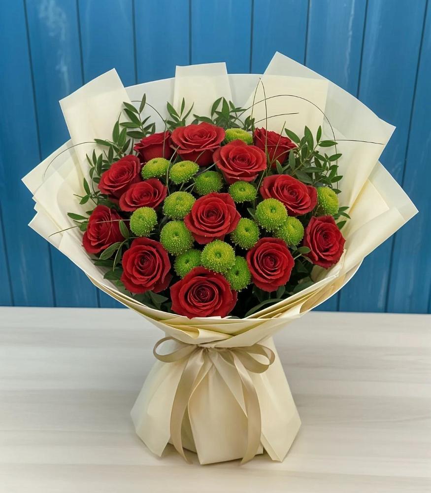 Букет цветов из: Розы и Хризантемы в Дубне Московская область