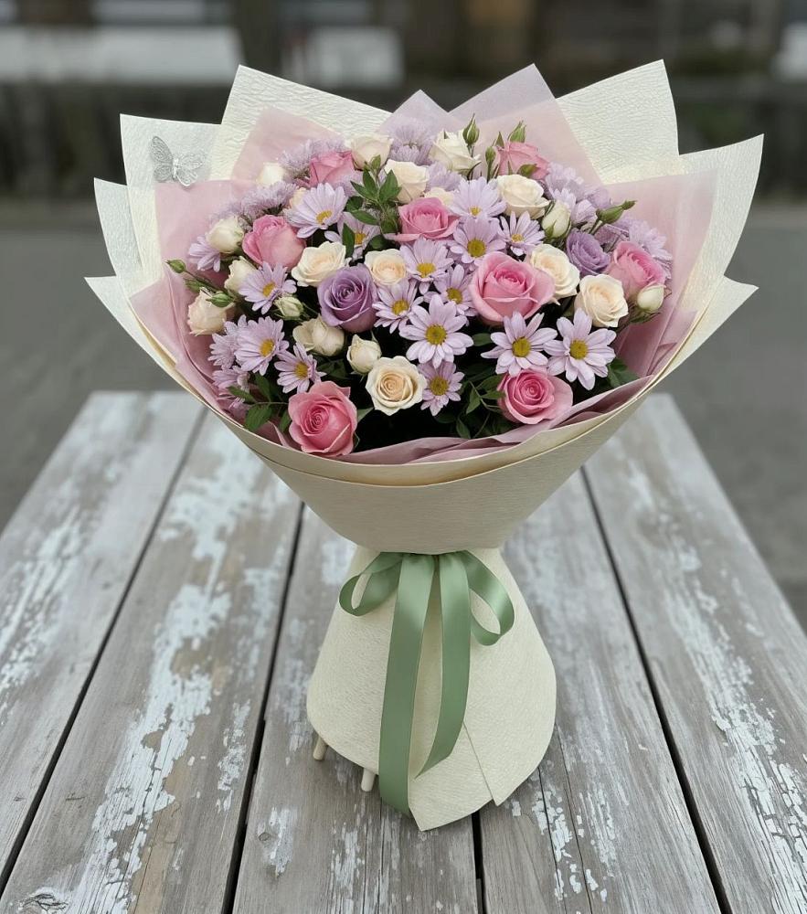 Букет цветов из: Розы и Хризантемы в Дубне Московская область