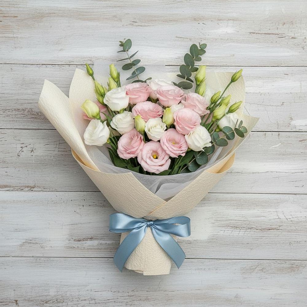 Букет цветов из: Лизиантусы в Дубне Московская область